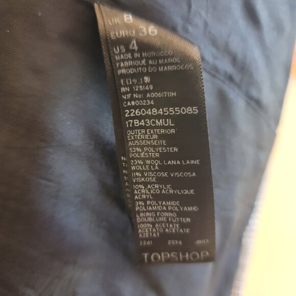 Topshop - Houndstooth Blazer with Metal Zipper Detail - Size 4 - Picture 4 of 7